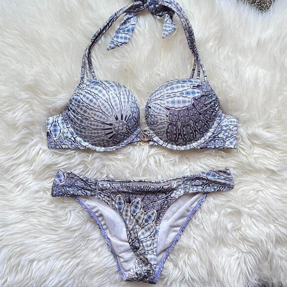Victoria’s Secret 2014 Bombshell Push-up Blue and white bikini set - Picture 1 of 8
